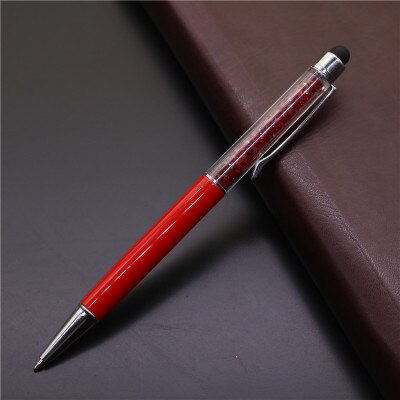 10 stücke Kreative Stylus Touch Pen kristall 0,7mm Kugelschreiber für Schreiben Schreibwaren Büro Schule Schwarz refill 2 in einem: red