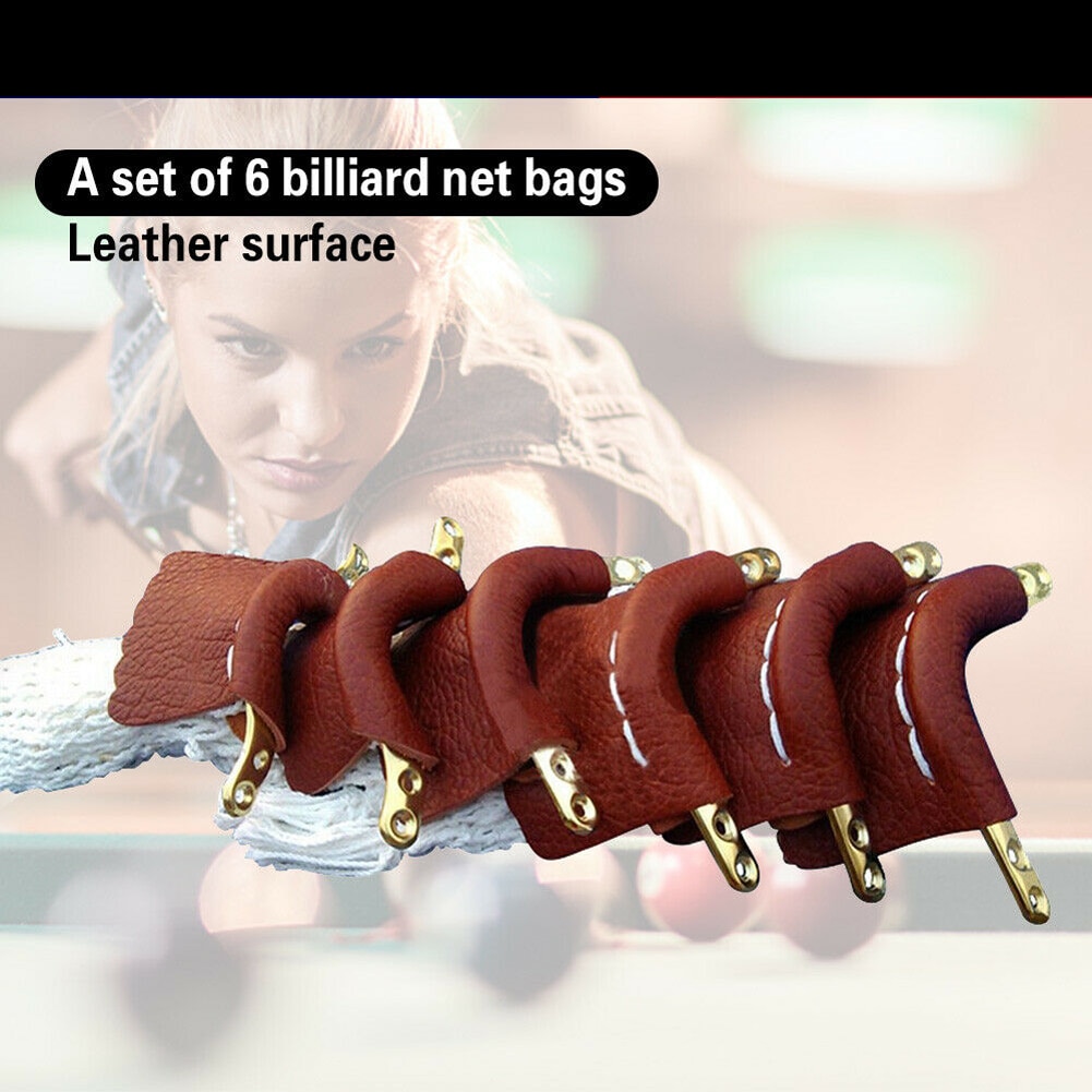 6Pcs Biljart Bal Zak Snookertafel Entertainment Duurzaam Kunstleer Accessoires Professionele Praktische Netto Pocket Set
