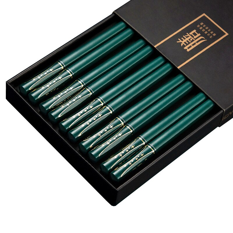 Japanese Chinese Chopsticks for Non-slip Food Sushi Sticks Reusable Metal Korean Healthy Alloy Chopsticks Set Tableware 5 Pairs: 5 pairs A105