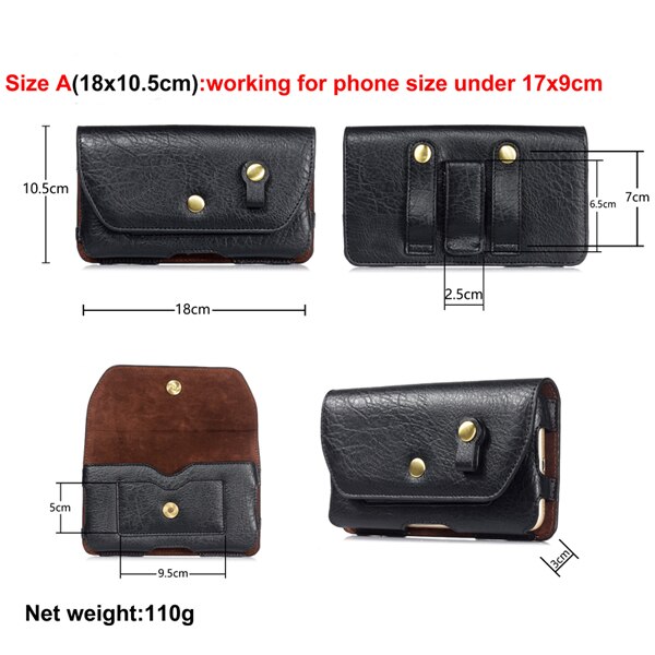 Waist Belt Clip Holster Phone Case Bags For Nokia 9 PureView 8 2.1 3.1 4.1 5.1 6.1 7.1 4.2 3.2 8.1 Plus 8 Sirocco Lumia 950 XL: A Black 18x10.5cm