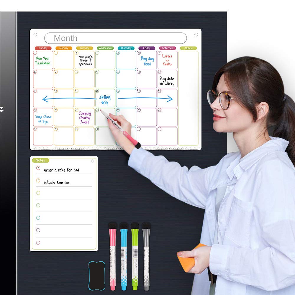 ALLOMN Wandklok, Creatieve Tafelkalender Magnetische Balkalender Interessante Handleiding Eeuwige Kalender, DRIE Magnetische Stabiele Standaards voor Thuis Kantoor Desktop Decoratie (Wit
