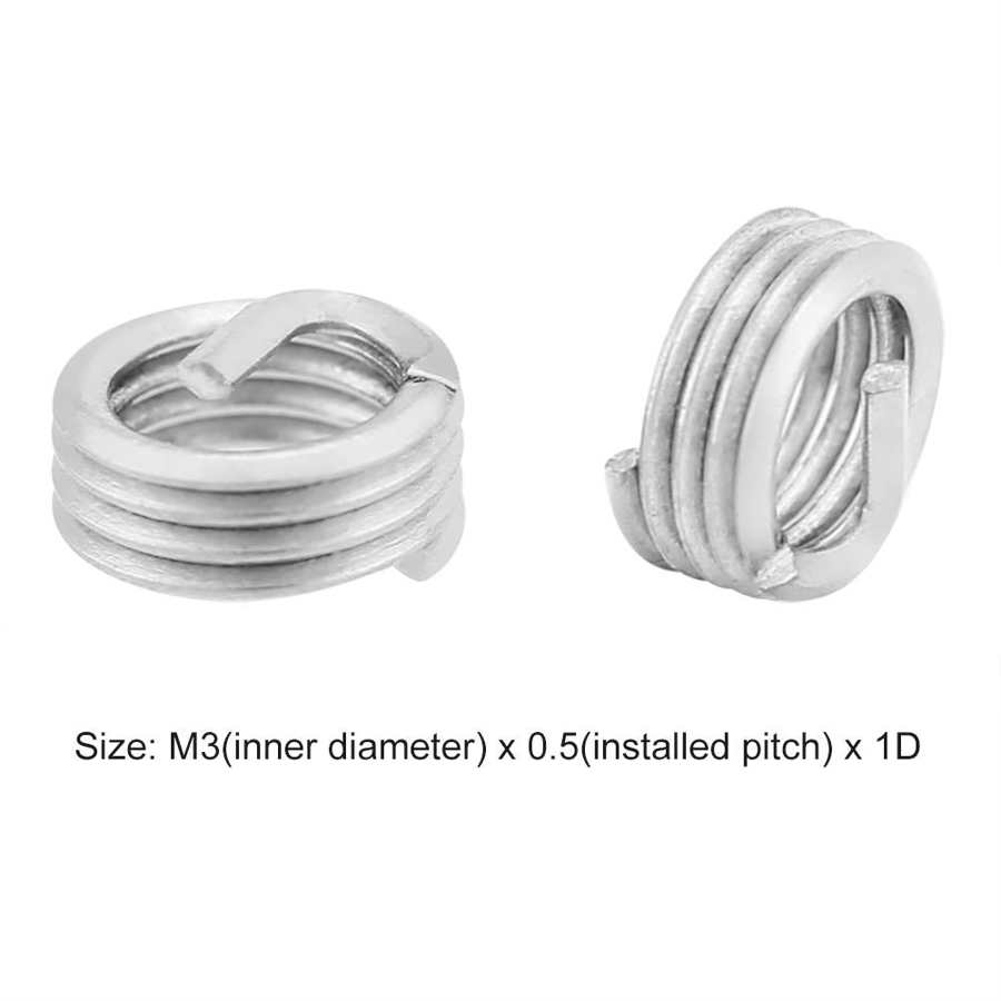 Metric Threaded Inserts 100pcs Stainless Steel Coiled Wire Helical Screw Thread Inserts M3 x 0.5 x 1D Length Stainless Steel