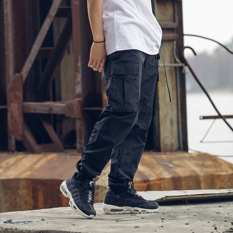 Cargo pantalon hommes Streetwear Joggers violet pantalon couleur unie Cargo pantalon mâle DG139