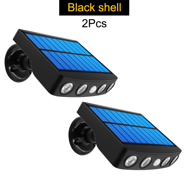 Camera Imitation Wireless Solar Lights Outdoor Motion Sensor Wall Lamp Garden Home Security Lighting: 2pcs black shell / white