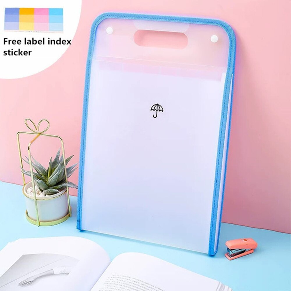 A4 File Folders 13 Layer Document Storage File Organizer Large Briefcase Pouch Carpetas Filing Clip Bill Folder Office Supplies: transparent