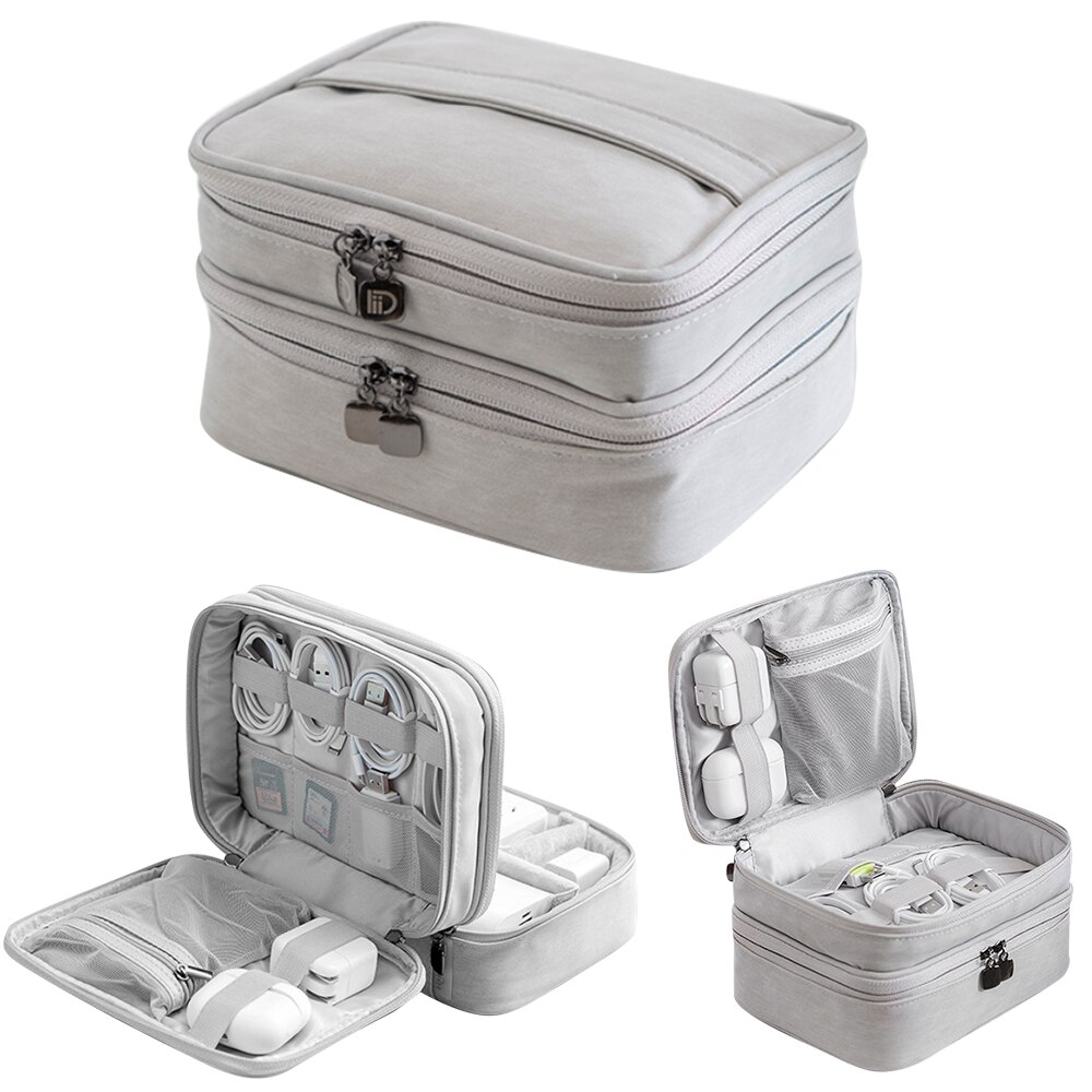 Organizer elektroniki podróżnej Acoki, dwuwarstwowa sakiewka robić moc banku, telefonu, ładowarki, kabli USB i akcesoriów robić dysków U.