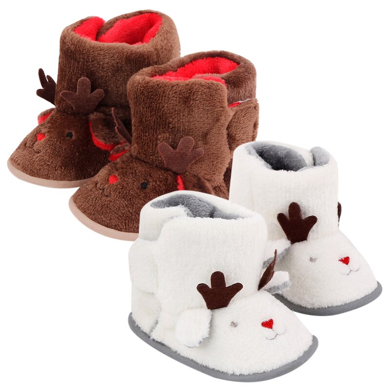 Newborn Infant Baby Girls Boys Snow Boots Christmas Winter Warm Baby Shoes Solid Button Plush Ankle Boots 0-18M