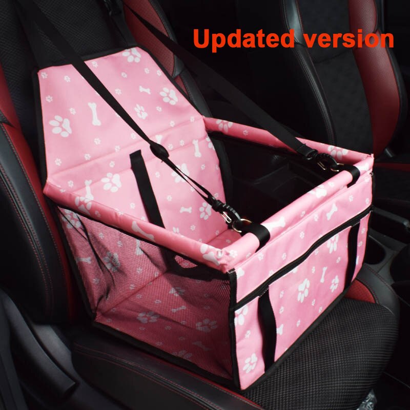 Pet Carriers Dog Car Seat Cover Carrying for Dogs Cats Mat Blanket Rear Back Hammock Protector transportin Folding Blanket: C-Pink bones