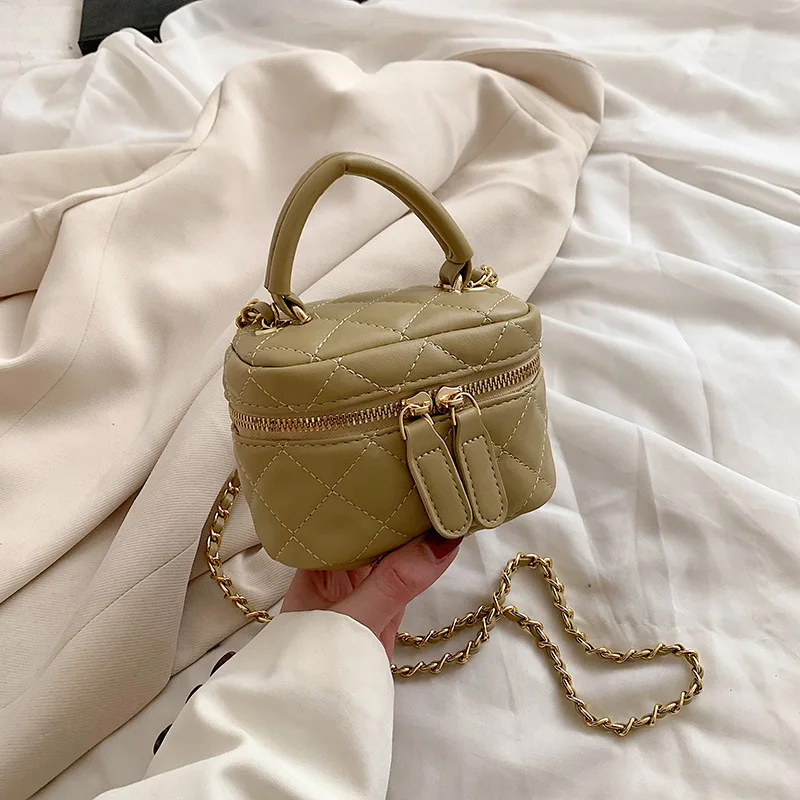 Kinderen Mini Handtassen Zwart PU Lederen Emmer Tas voor Meisjes Metalen Ketting Dames Kleine Crossbody Schoudertassen Kinderen Portemonnee: Beige