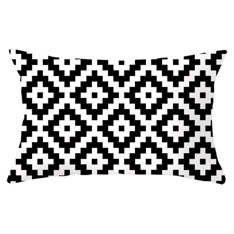 Housse de coussin géométrique 30x50, taie d'oreiller en Polyester, coussins de canapé décoratifs, décoration de maison, taies d'oreiller noires et jaunes: MULTI