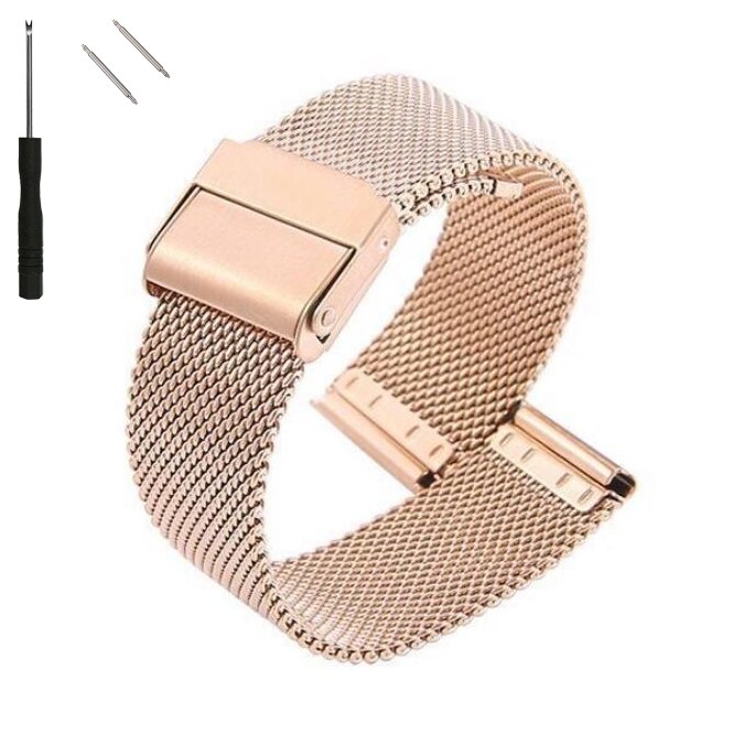 14 mm riem mesh horlogeband dames heren armband roestvrij staal geweven gaas vervanging metalen accessoires 10-24 mm gereedschap: Olijf flak / 12mm