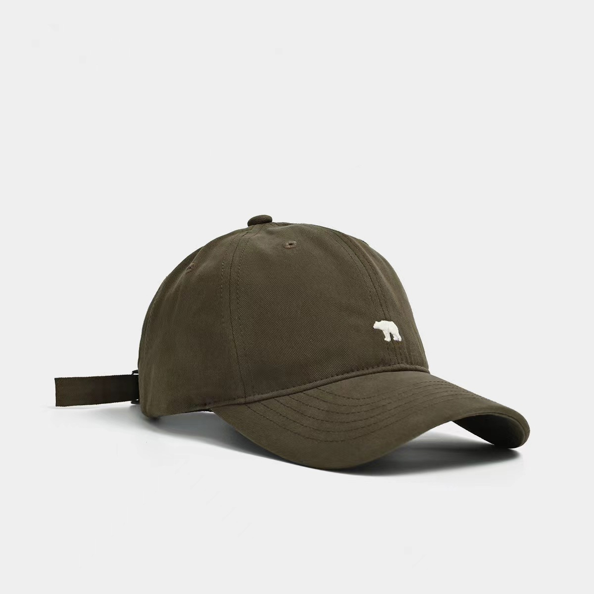 Zomer Veelzijdige Ijsbeer Geborduurde Baseballpet Met Grote Rand Voor Een Klein Gezicht, Unisex Duckbill Cap Voor Zowel Mannen Als Wome: Army Green