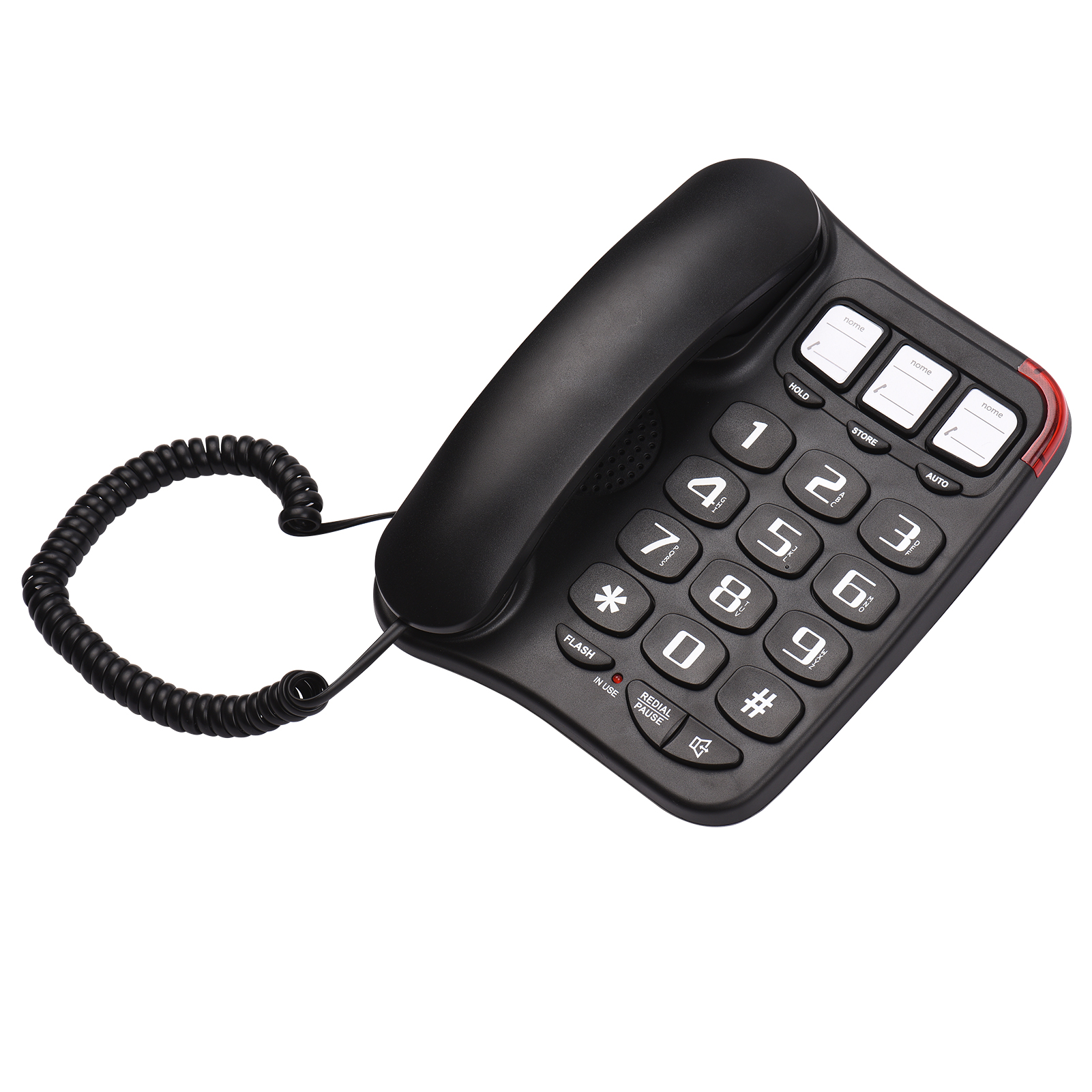 Black Corded Phone with Big Button Desk Landline Phone Wall Mountable Telephone Hands-Free/Redial/Flash/Speed Dial/ for Office