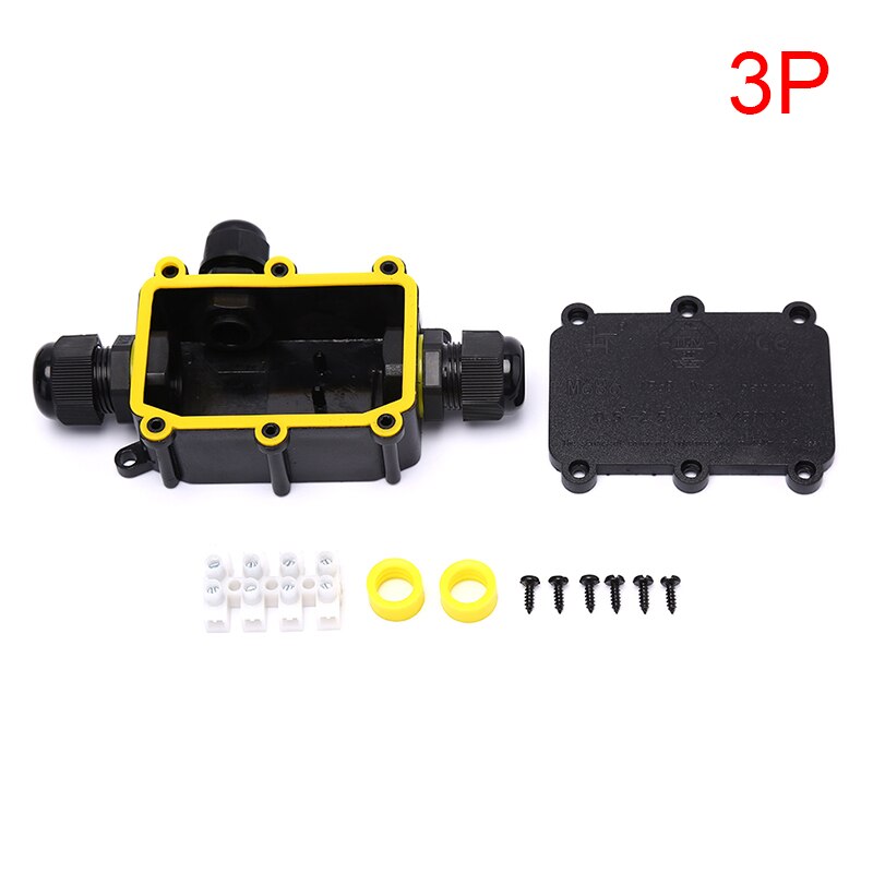 IP68 450V 20A Waterproof Junction Box Electrical Enclosure Cable Connecting Terminal Block Waterproof Black Cable Junction Box: 3p