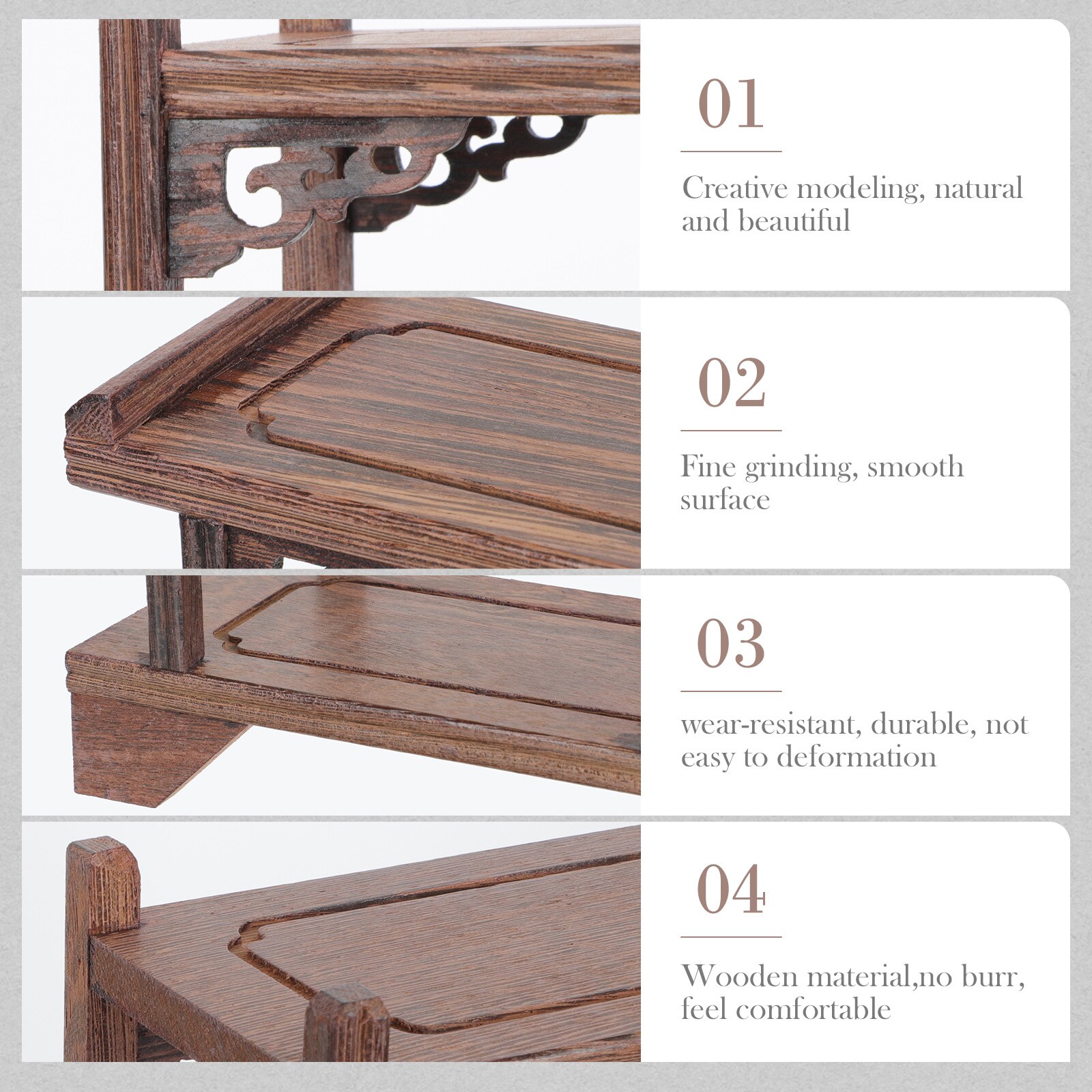 Artistic Wooden Display Rack Ornament Multi-layers Showing Stand Desktop Rack Ornament