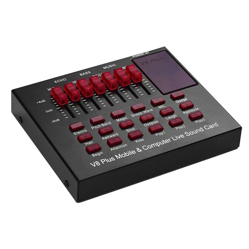 V8 Plus Geluidskaart Mixer Multifunctionele Usb Externe Netwerk K Nummer Live Bluetooth Geluidskaart Multi-Efect sound Mixing