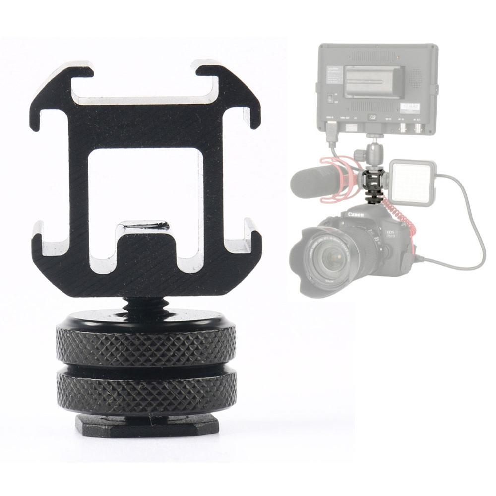 Three Head Connect Shoe Base Set Use On Camera Mount Microphone Extend Port Metal Adapter For LED Video Light