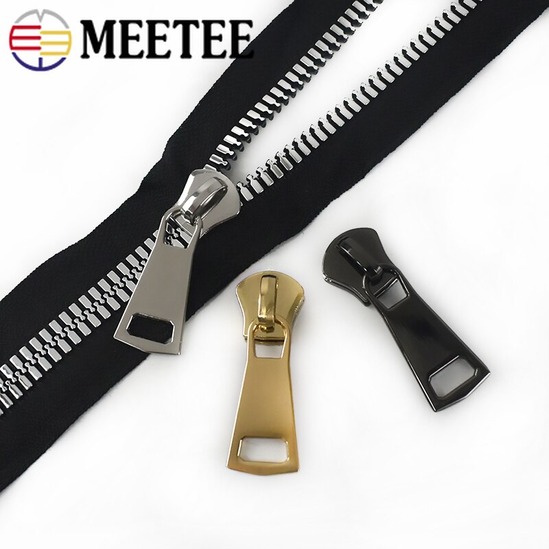Meetee 5pcs 8# 15# Resin Zipper Silder for Resin Zips Head Metal Puller for Jacket Zip Repair Kits DIY Garment Sew Zipper Silder