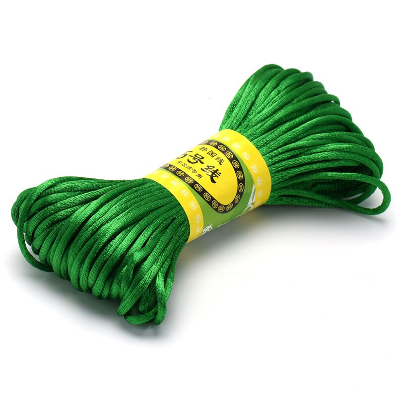 Cordon tressé en Satin de soie pour macramé, 20m, 2.5mm, pour fabrication de bijoux, Bracelet à perles, cordon chinois: green
