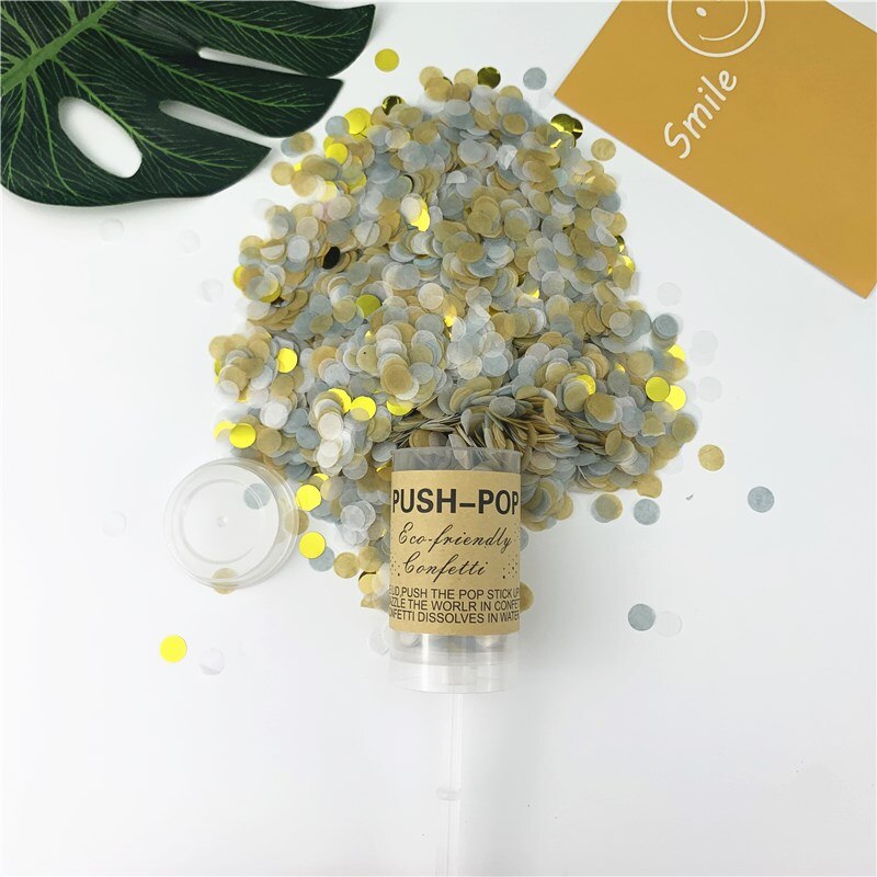 1 stücke Runde drücken-hoch Konfetti Poppers Für Hochzeit Geburtstag Jahrestag Junggeselle Braut Dusche Partei Konfetti Dekorationen: 15 Gold Taupe