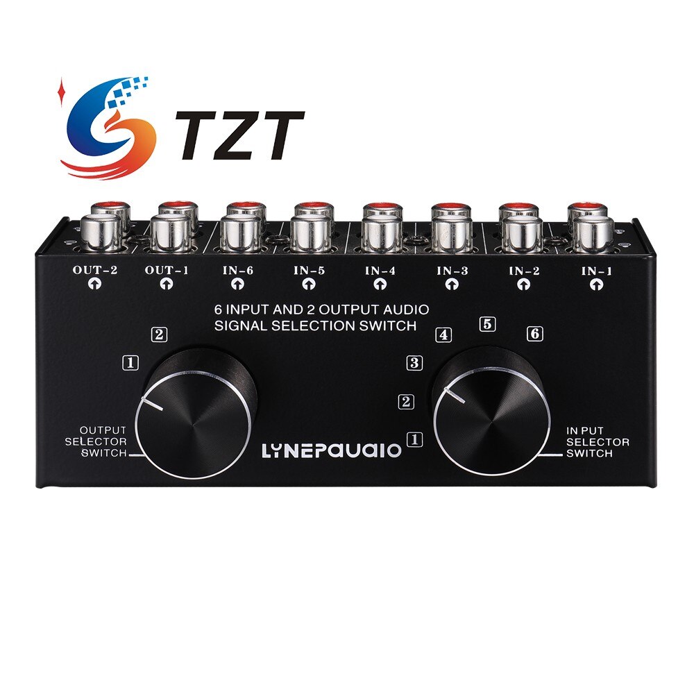 TZT – sélecteur Audio RCA, commutateur de Signal d'entrée Audio, prise en charge des Ports RCA 6 entrées 2 sorties et 2 entrées 6 sorties
