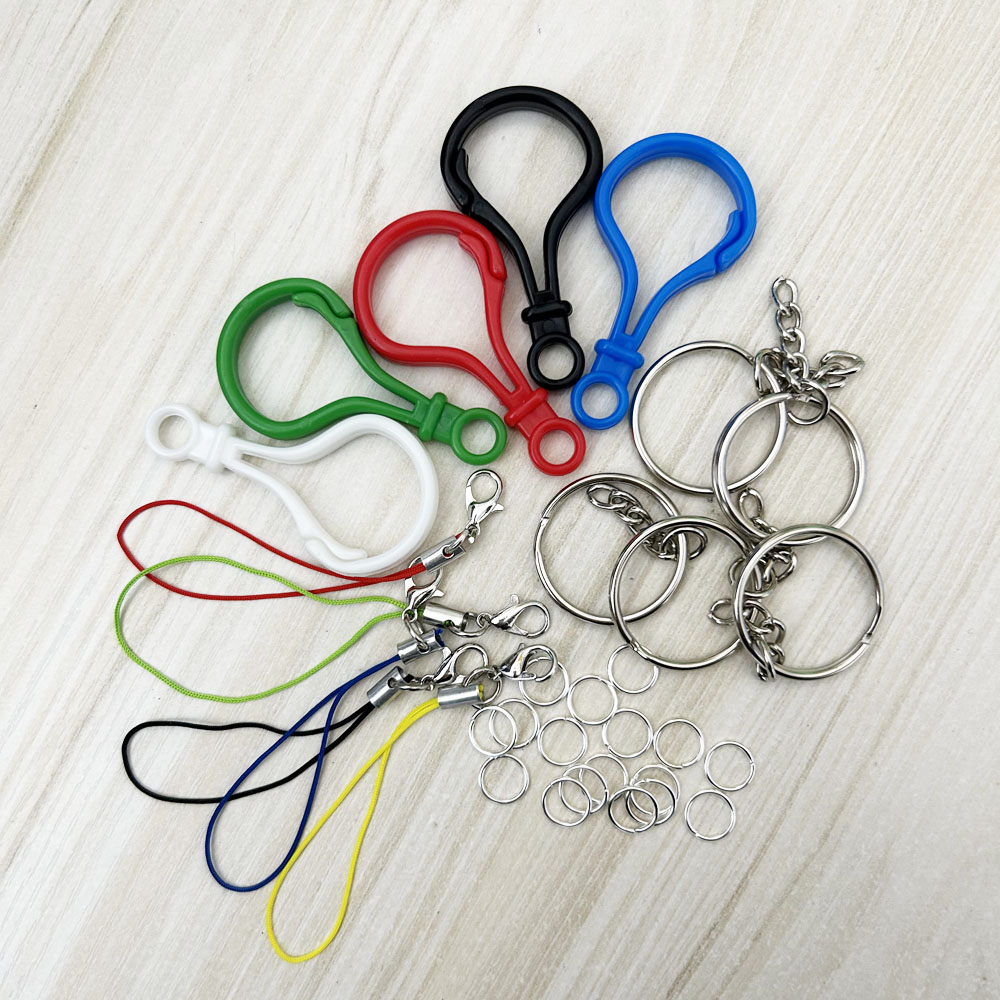 Hama cuentas accesorios cadenas pulsera collar tarjeta emisor broche anillo broche llavero cadenas a granel para DIY fusible joyería Makin: Blanco