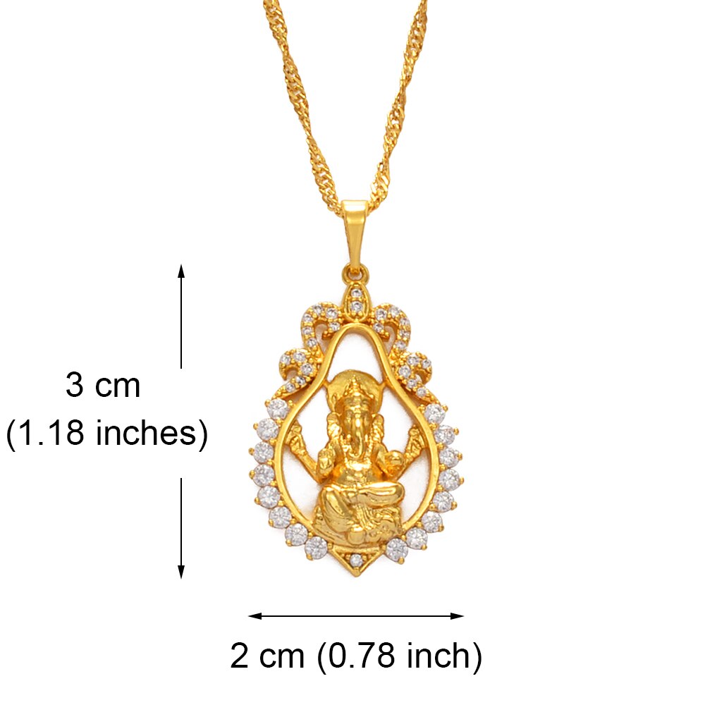 Hinduisme indisk religiøs ganesha vedhæng halskæder til kvinder piger guld farve og cubic zirconia elefant gud halskæder