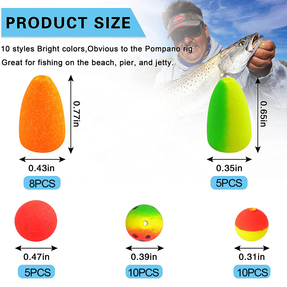 138Pcs Pompano Rigs Floats Beads Kit Foam Snell Fishing Floating Bobbers Surf Fishing Live Bait Walleye Rig Making Accessories