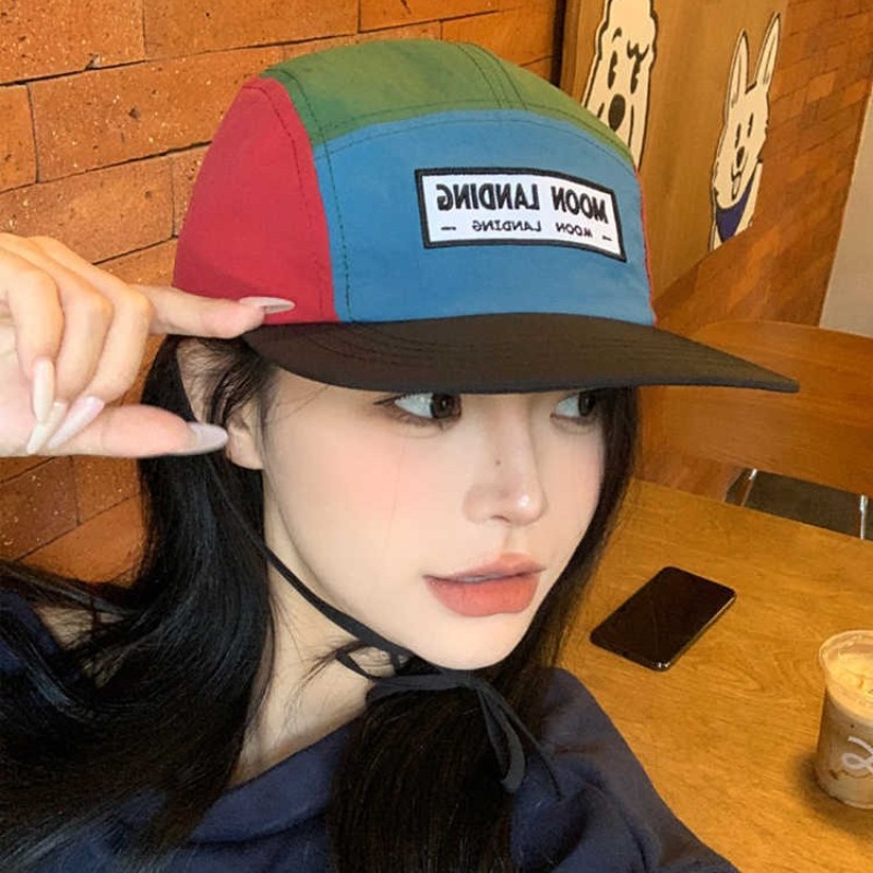 Gorras de béisbol de ala plana de Color contrastante Retro de 5 paneles de verano para hombres, ocio al aire libre, protector solar, sombrero fino de secado rápido para mujeres