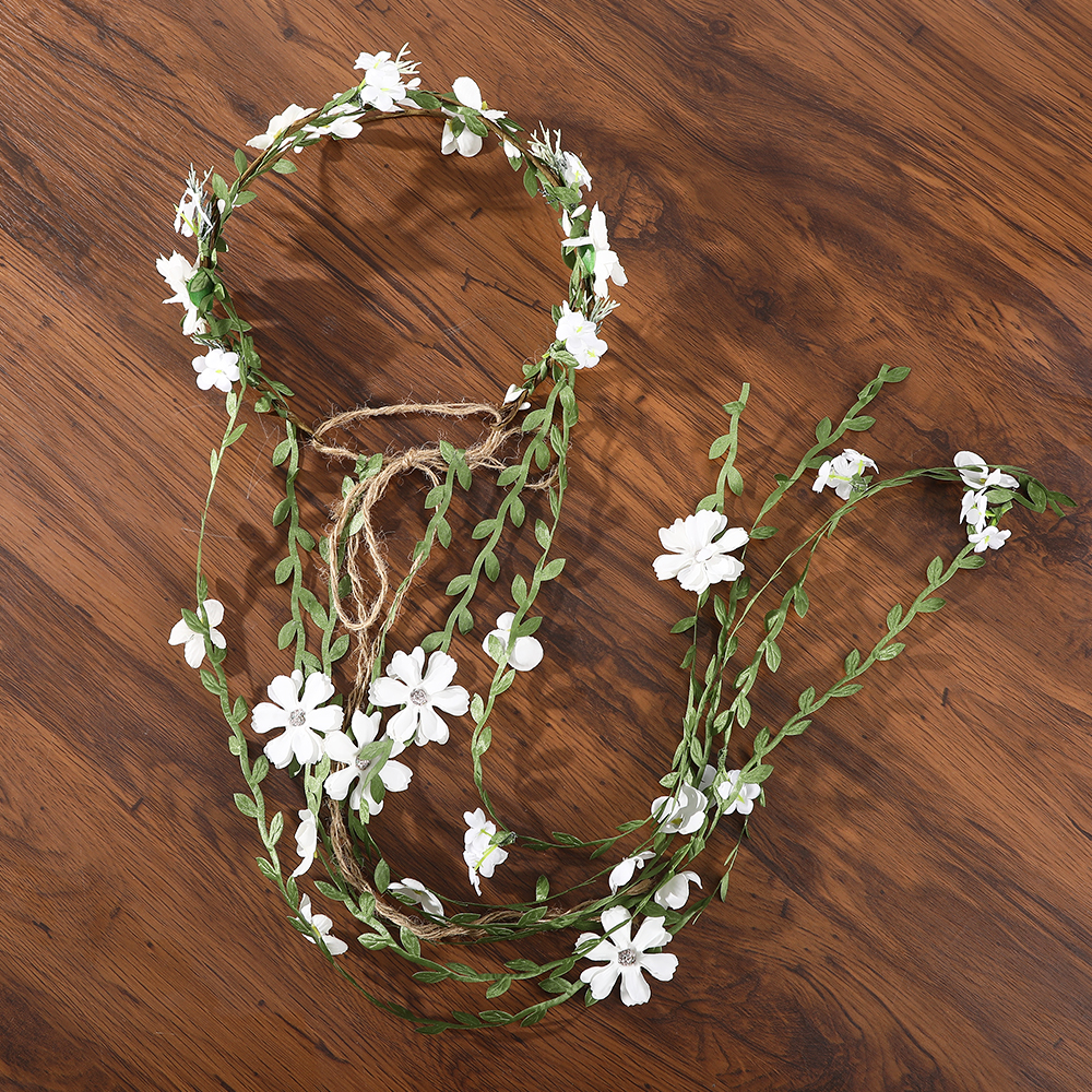 Haimeikang-Diadema de corona de flores para mujer, guirnalda de flores de melocotón, bandas para el cabello nupciales de boda, bandas florales para mujer, hoja de vid para