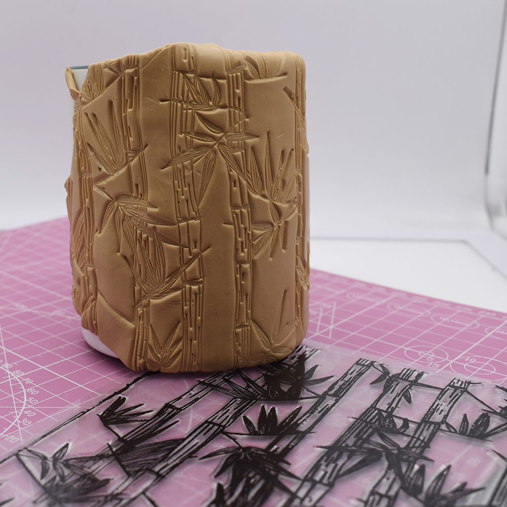 Polymer Clay Stamp Bamboo Pattern Texture Sheets Craft Kits DIY Impressive Model Emboss Mat Pottery Tools Art Supplies