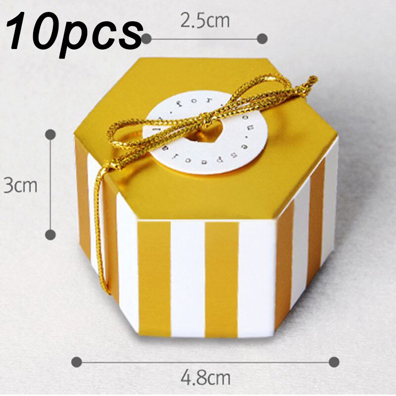 10pcs Kraft Paper Unicorn candy box Bags Sweets Candy Packing Pouches wedding baby kid birthday party decor Wrapping Supply: gold stripe candybox