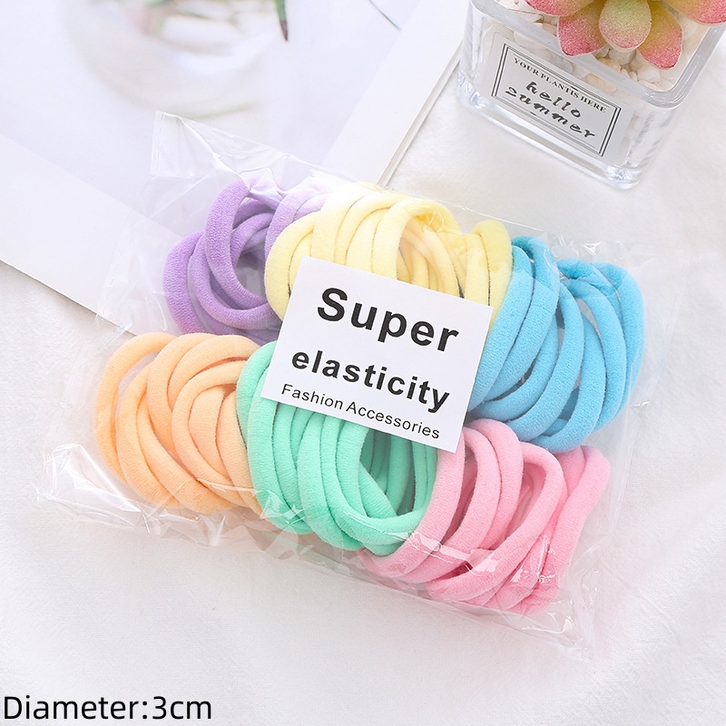 50 Uds. Banda elástica negra para el cabello, lazos, colets, coleteros, resortes, accesorio de goma para niñas y mujeres, conjunto de soporte para coletas sin daños: Blanco