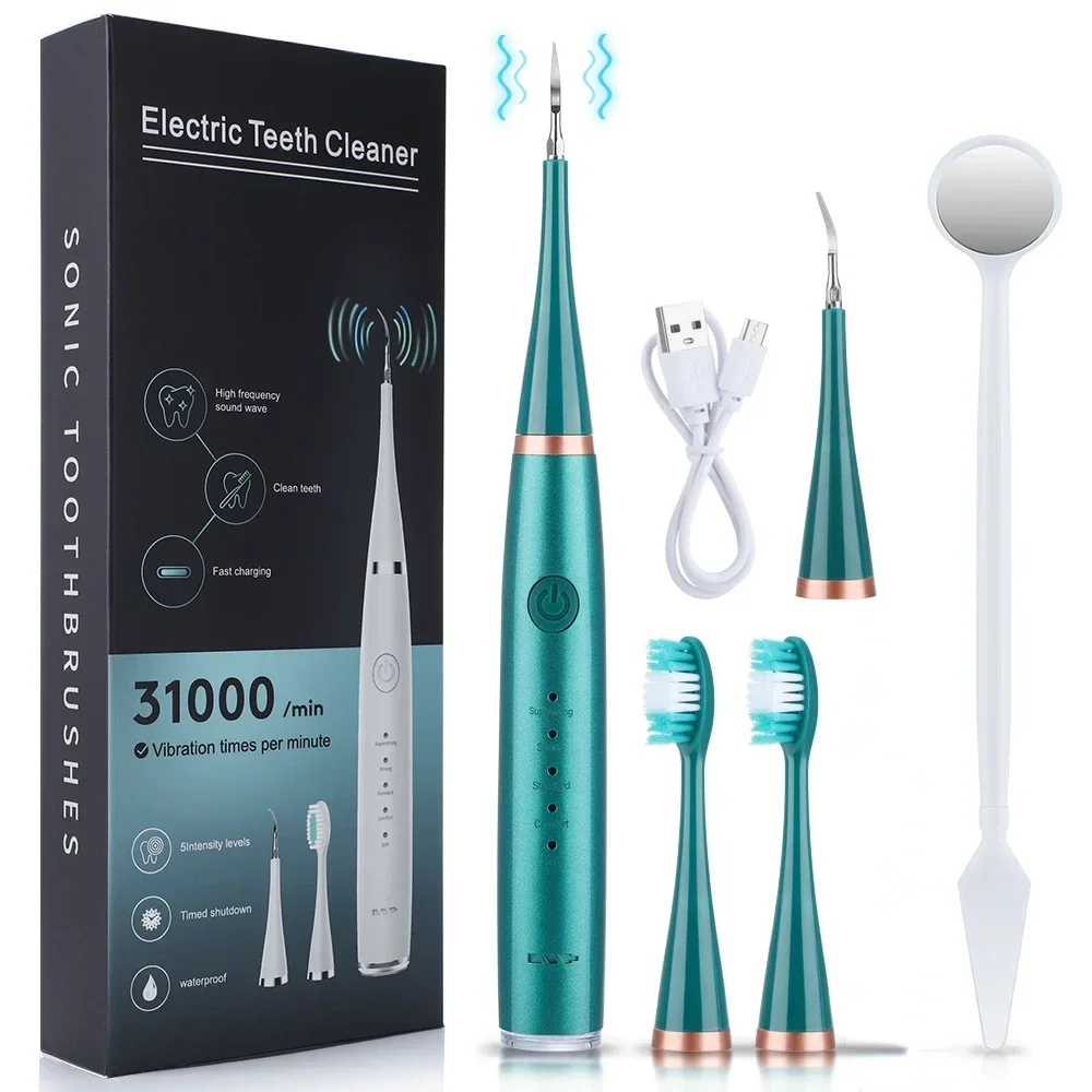Electric Toothbrush with Sonic Cleaning 3-in-1 for Removing Tartar Whitening Teeth Oral Care USB Charging Replacing Brush Head: Blue