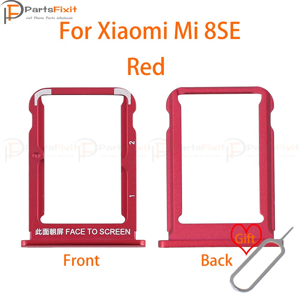 Sim Kaart Lade Voor Mi8 Se Sim Card Slot Mi8SE Sim Kaarthouder Mi 8SE Card Adapter Voor Mi 8 se Vervangingen Met Gratis Eject Pin: Red