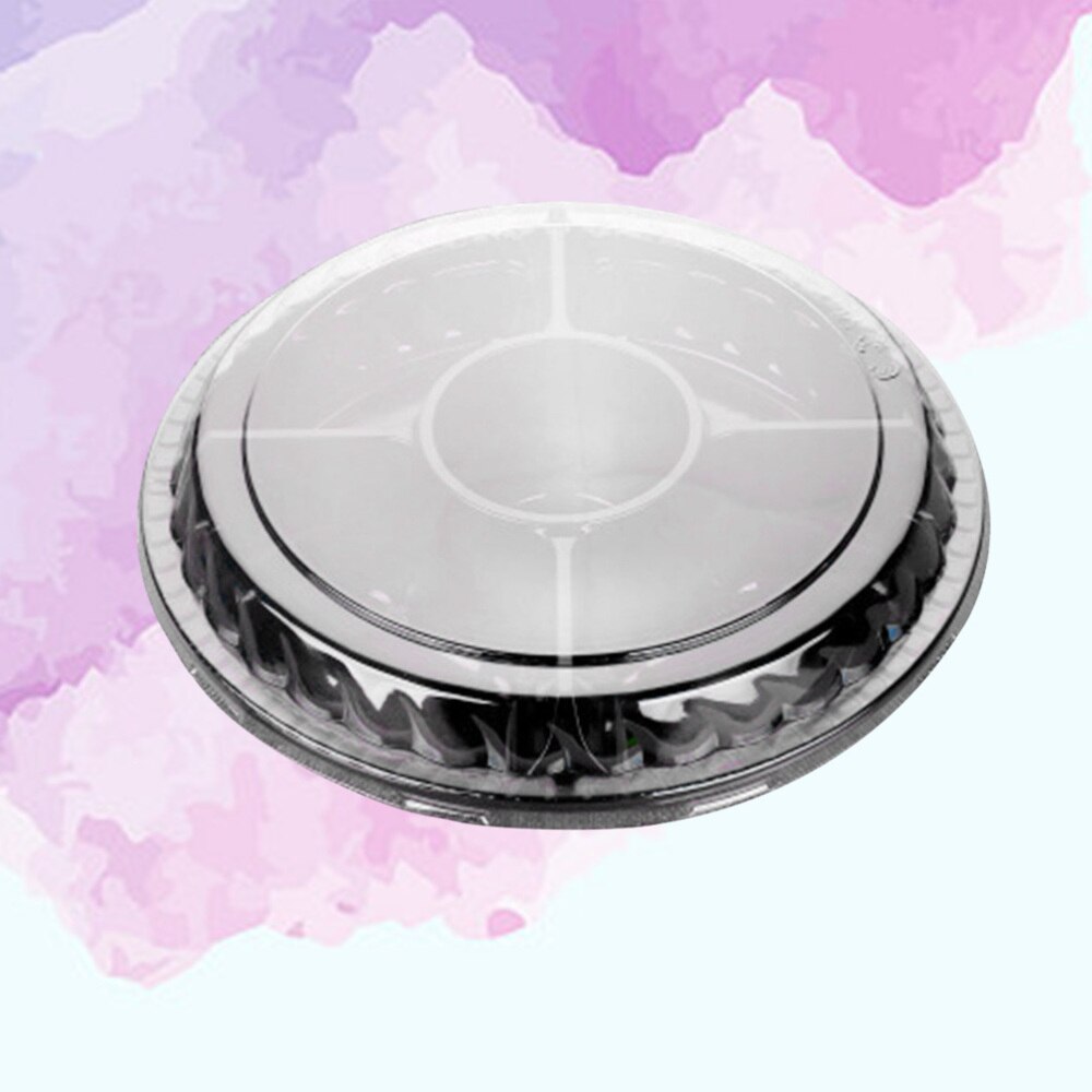 10PCS Disposable 5 Compartment Food Storage Containers Round Salad Fruits Box with Lids