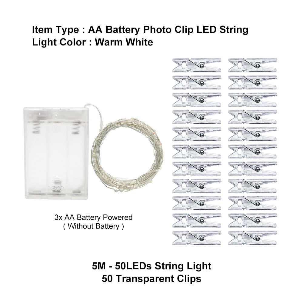 2m 5m 10m LED Garland Photo clip string lights powered by Battery USB fairy light Wedding Party lighting Home Decoration