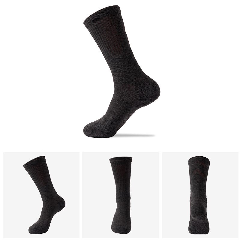 Sports Knee-High Basketball Socks Elite Thick Sports Socks Non-slip Durable Skateboard Towel Bottom Socks Stocking: WZ147-Black