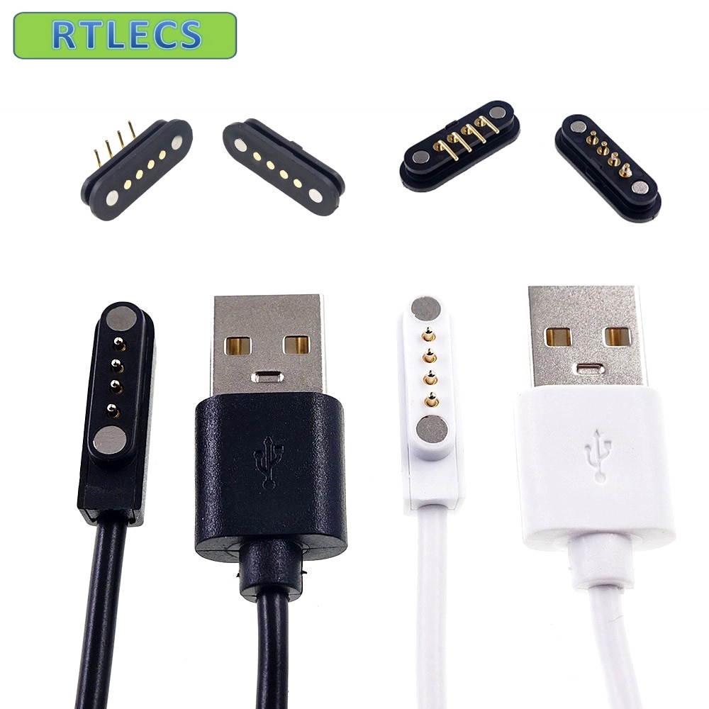 2 sarjaa magneettinen pogo pin liitin 4 pin usb kaapeli lataus tiedonsiirto tyyppi uros 600mm naaras pcb magneetteja 4 asentoa kosketin