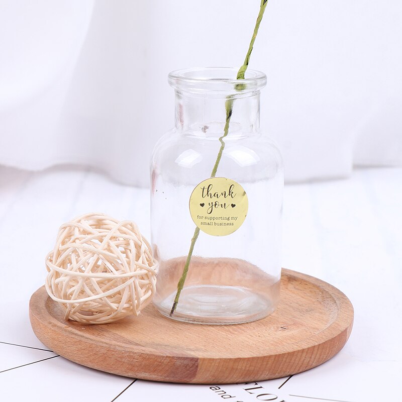 500pc Thank You For Supporting My Business Kraft Stickers With Gold Foil Round Labels Sticker For Shop Handmade Sticker 2.5cm