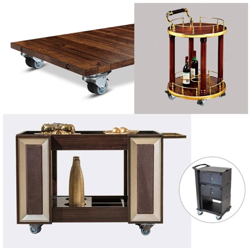 2 inch Caster Wheel with Brake Locking and Rubber Wheels, Heavy Duty Swivel Plate Caster for Trolley Furniture