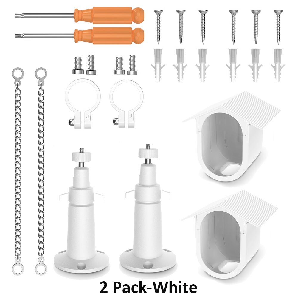 Wall Mount Holder for Arlo Pro 3/Arlo Ultra with Waterproof Protective Cover Case and Anti-theft Chain,Arlo Camera Accessories: 2 pack-white
