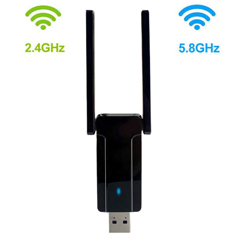 Wireless USB WiFi Adapter for Personal Computers-802.11AC 1300Mbps Dual 5Dbi Antenna 5G/2.4G WiFi USB Network Adapter