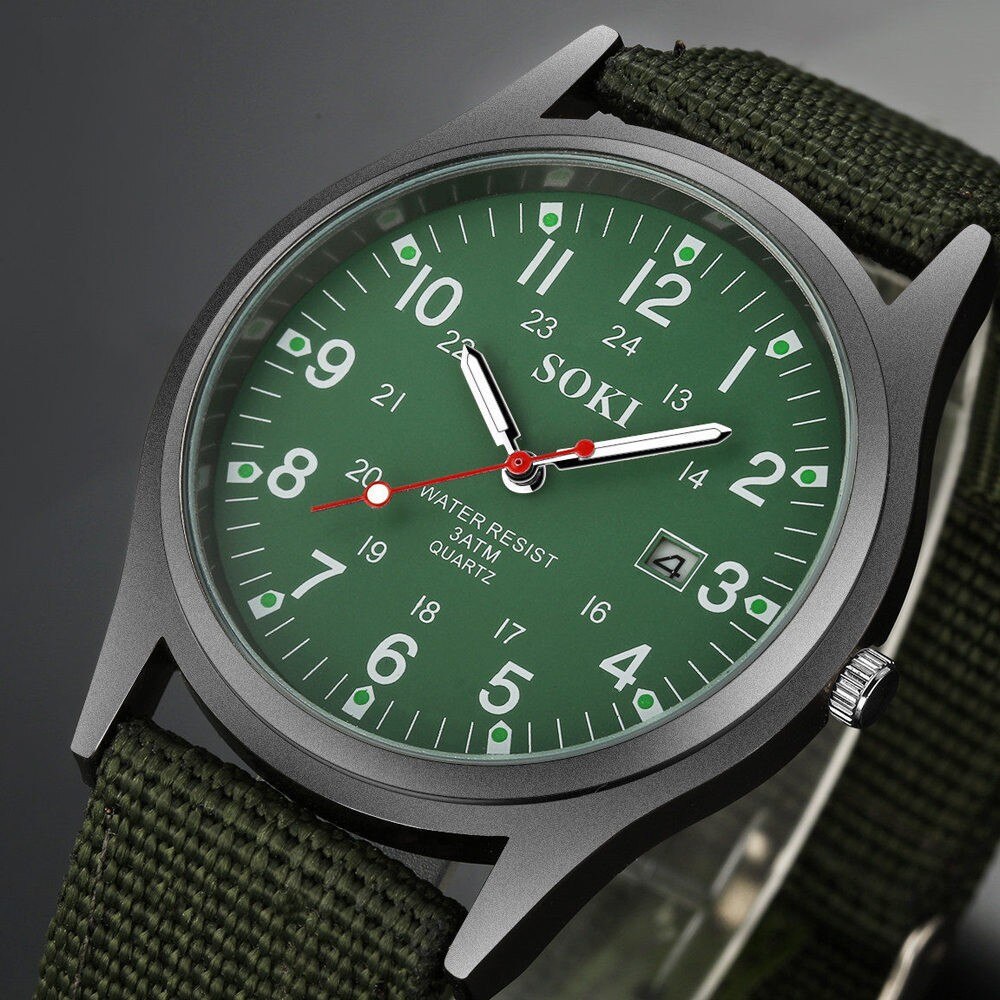 SOKI-reloj analógico de cuarzo para hombre, cronógrafo informal de estudiantil, de lujo, resistente al agua