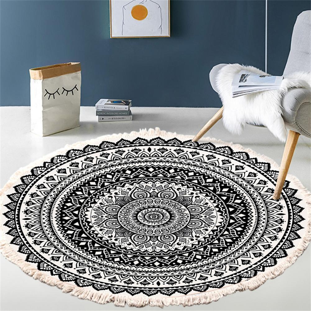 Vloer Tapijt Ronde Tapijt Met Kwastje Polyester Handig Opslag Vloer Tapijt Voor Slaapkamer