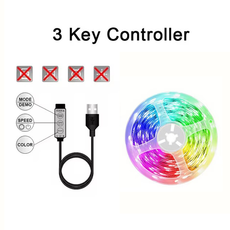 18 led-strimler med 5050 rgb-lys, usb, farveskiftende, fleksibel lampe med app-styring til rumdekoration, tv-baggrundsbelysning: Udsender farve 3 / 3m