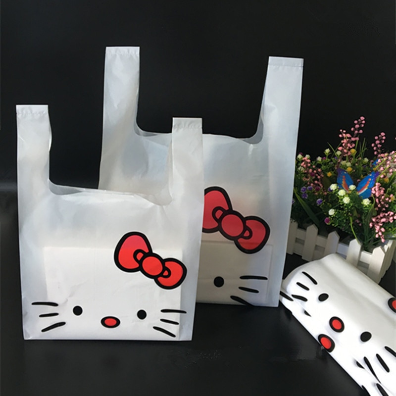100 stks/partij Drie maten voor winkelen Plastic Verpakking Zakken Met Handvat Pouches Met ood Bags