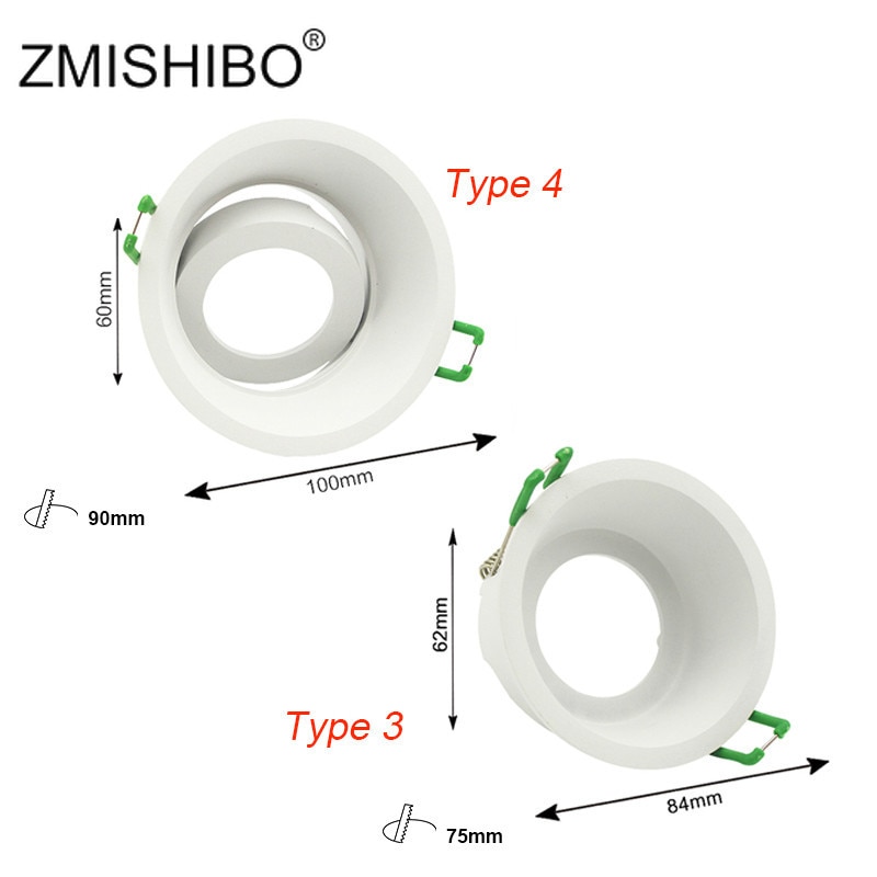 ZMISHIBO LED Downlight 75mm 90mm Cut Gat Verzonken Plafond Spot Lamp Fitting Frame Lamp Vervangbare MR16 GU5.3/ GU10/E27 Sockets