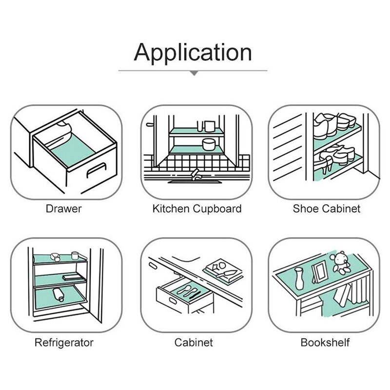 -3 ruller eva skap sklisikre kjøleskapsmatter vanntette skap skuffematter støvtette skoskapsmatter 45 x 150 cm