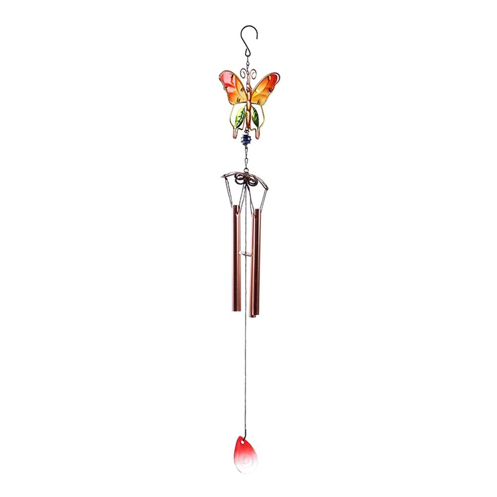Metal Handmade Butterfly Wind Chime Glass Painted Ornaments Bell Wind Chime Tube Pendant Garden Home Decoration: White